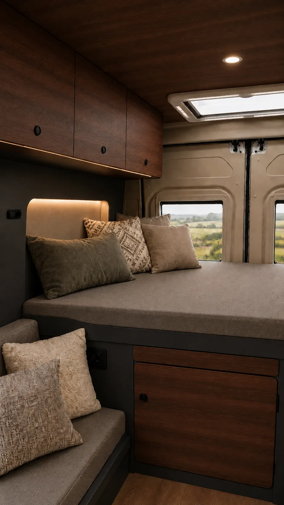 Interior de cama del modelo CORE en acabado ONIX